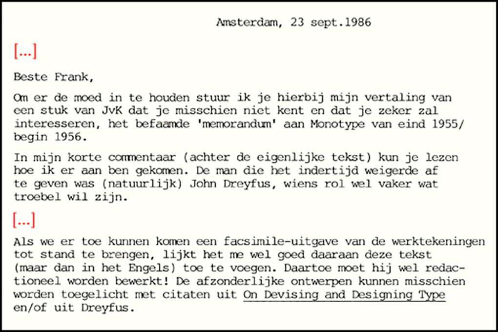 Letter from Huib van Krimpen to Frank E. Blokland
