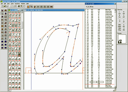Glyph-editing in DTL BezierMaster