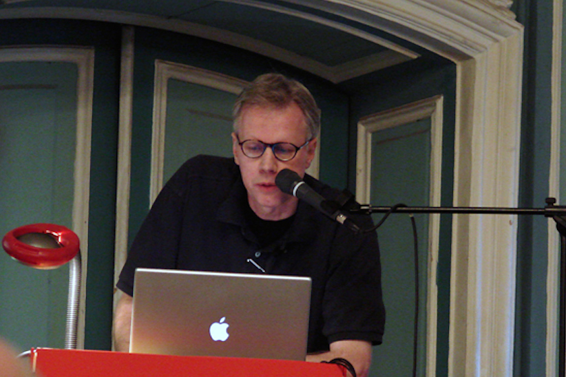 Frank E. Blokland speaking at the ATypIo8 St. Petersburg conference