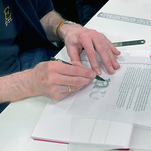 Frank E. Blokland explaining the construction of the lowercase /a