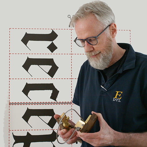 Dr. Frank E. Blokland with type mould