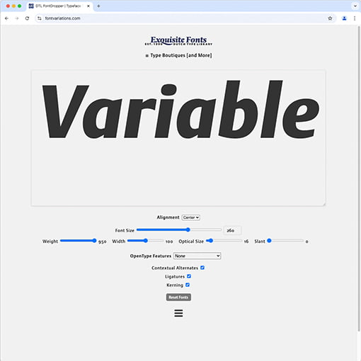 DTL FontDropper: an online Variable font tester.
