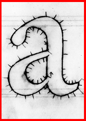 Initial drawing for the lowercase a of DTL Fell