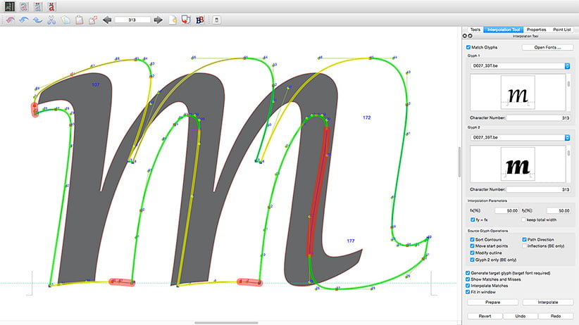 Glyph-editing in DTL FoundryMaster