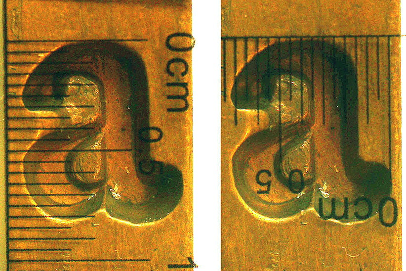 Measurements of the matrix of the Gros Canon Romain lowercase a