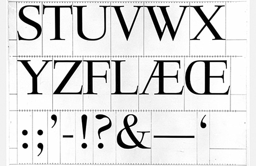 Drawing by Jan van Krimpen of Haarlemmer roman capitals