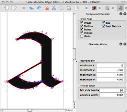 DTL LetterModeller's glyph editor