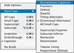 OpenType Layout features in Adobe InDesign