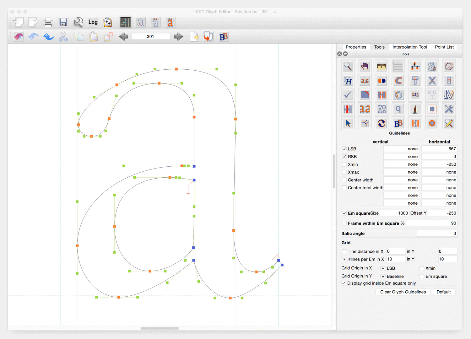 Cubic Bézier glyph outline